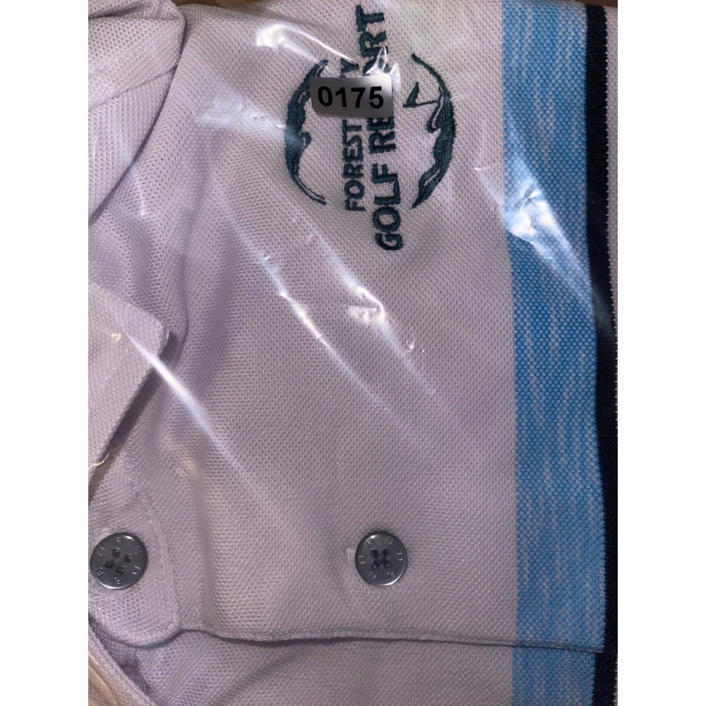 Footjoy FJ Polo Shirt Mens Large White Stripe Athletic Fit Golf Performance Logo - Picture 10 of 10
